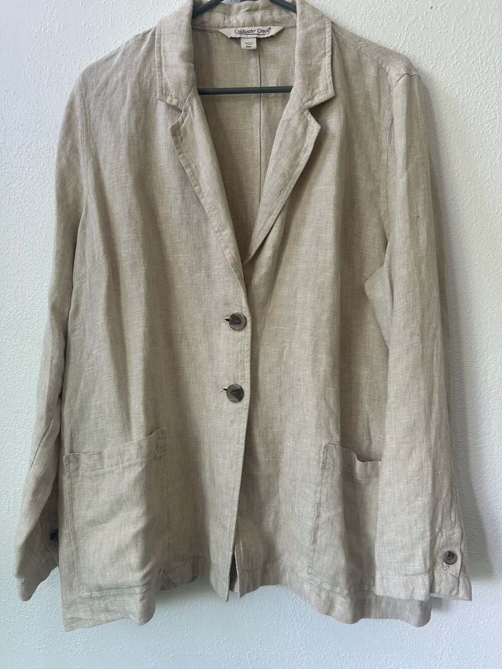 Coldwater Creek Casual Friday Linen Jacket Tan Beige Blazer PXL
